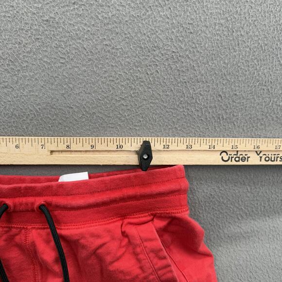 Nike Shorts Mens Small Red Fleece Raw Hem Drawstring Big Swoosh Logo Athletic - Picture 5 of 8